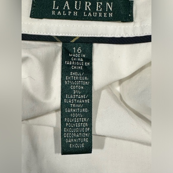 Lauren Ralph Lauren solid white button up Peplin blouse with RL Logo size 16 - Picture 8 of 10